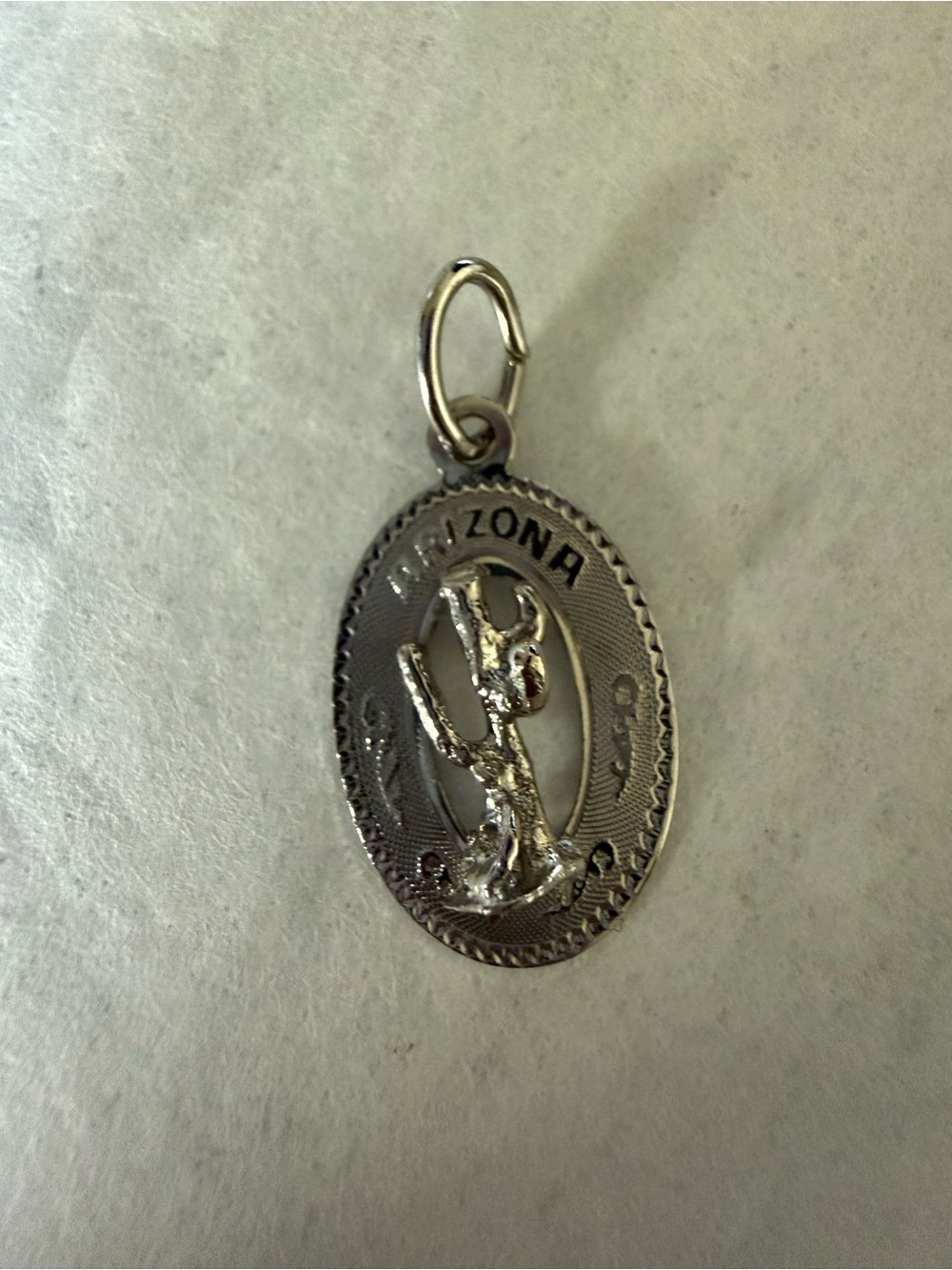 Arizona Silver Cactus Charm Pendant